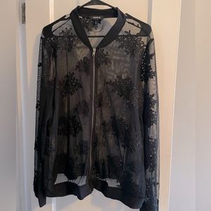 Torrid Sheer Mesh Embroidered Bomber